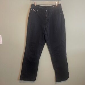 Lee Womens Denim Casual Comfort Waistband Relaxed Straight Jeans Black Size 10